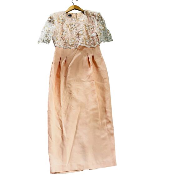 Vintage Donna Morgan Lace Overlay Short Sleeve Maxi Dress Size 4 - Picture 7 of 7